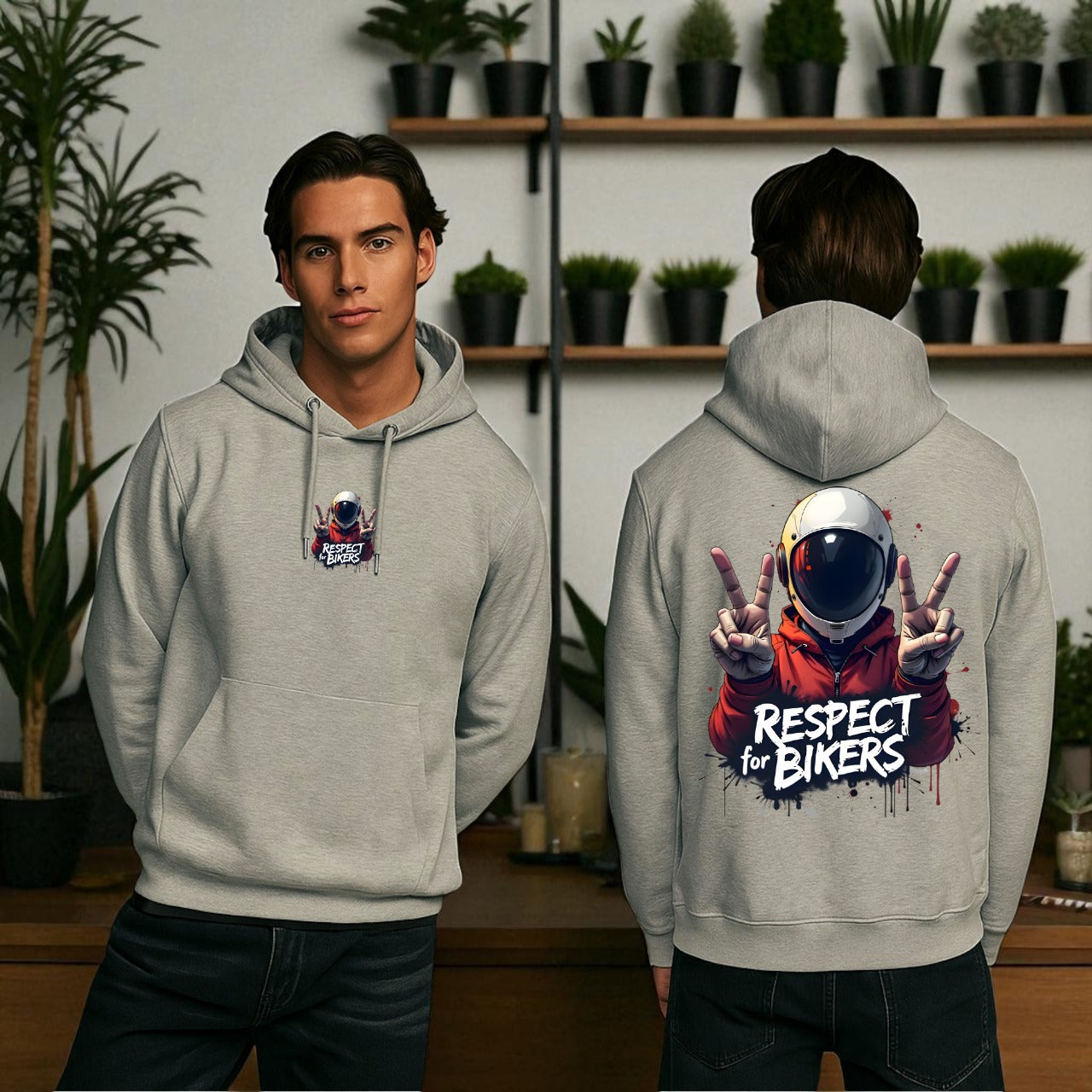 Respect For Bikers Printed Kangaroo Hoodie
