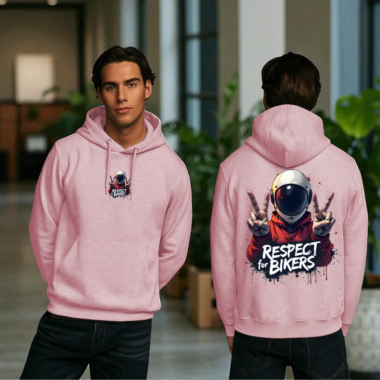 Respect For Bikers Printed Kangaroo Hoodie
