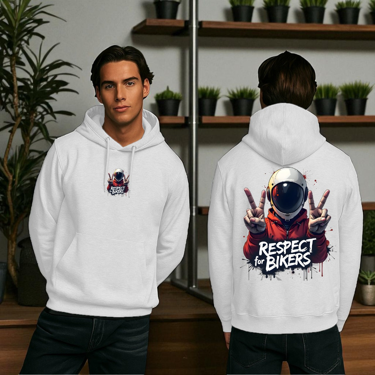 Respect For Bikers Printed Kangaroo Hoodie